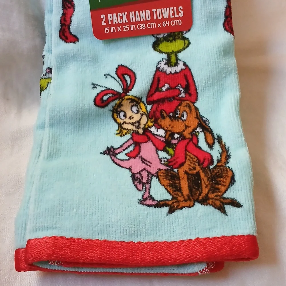 Christmas Dr Seuss The Grinch 2pk Hand Towels, 15